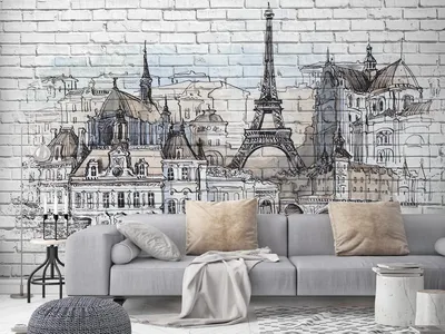 Фотообои Париж на кирпичной стене на стену. Купить фотообои Париж на  кирпичной стене в интернет-магазине WallArt