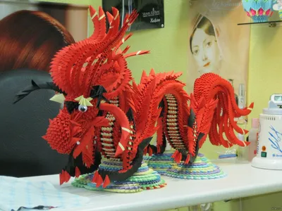 Дракон из модульного оригами. | Пикабу