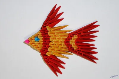 Рыбка оригами из бумажных модулей - схема, видео