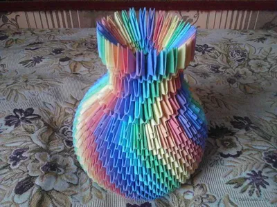 Модульное оригами «Радужная ваза». Сборка вазы из модулей оригами