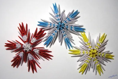 Модульное оригами Снежинка - схема и видео сборки