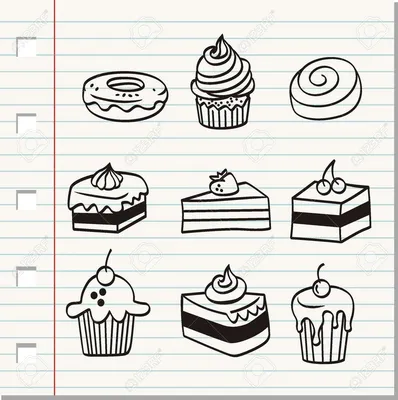 Рисунок скетч маркерами \"Пирожное 1\" для скетчбука | Срисовка картинки для  начинающих | Империя Пикчер | Дзен
