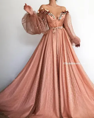 На данном изображении может находиться: один или несколько человек | Prom  dresses long with sleeves, Peach prom dresses, Lace evening dresses