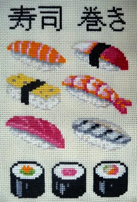 Sushi cross-stitch | Cross stitch art, Cross stitching, Cross stitch