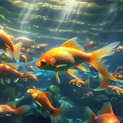 Купить Фотообои желтые рыбки под водой с видом на остров на стену. Фото с  ценой. Каталог интернет-магазина Фотомили