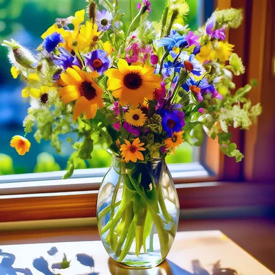 Букет полевых цветов, солнечно, …» — создано в Шедевруме