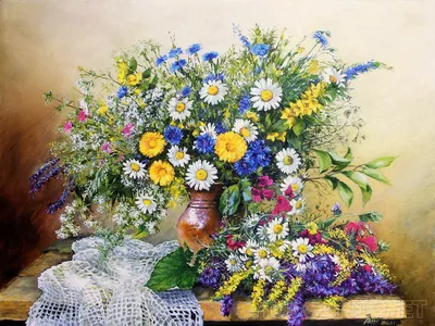 Картина маслом «Букет полевых цветов»- художник Сурков Алексей 100481