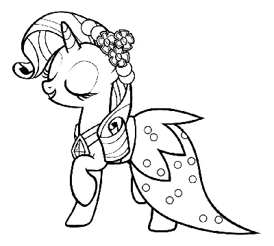 Раскраска - Мой маленький пони: Дружба – это чудо - Рарити в бальном платье  | MirChild