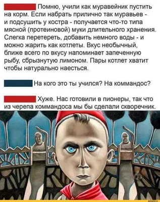 Щ Помню, учили как муравейник пустить на корм. Если набрать прилично так  муравьев -и подсушить у ко / Муравьи :: Скворечник :: коммандос ::  насекомые :: Приколы про еду :: пионеры /