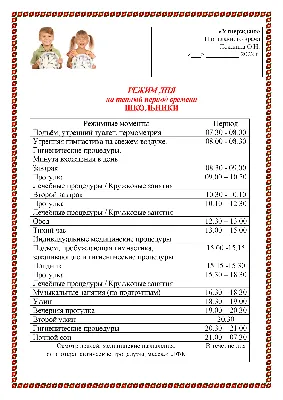 Примерный режим дня первоклассника - Портфолио для школьников и дошкольников