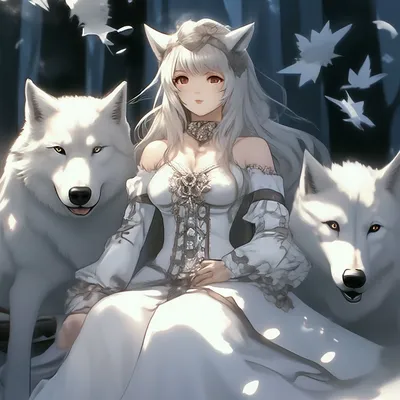 Девушка с волками, королева волков, …» — создано в Шедевруме