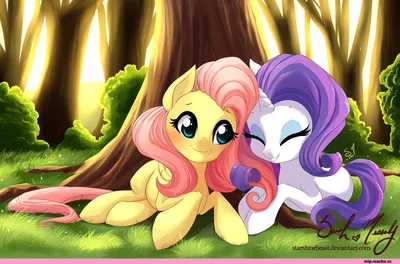 Here is some art of my other two favorite ponies, Fluttershy and Rarity (I  think, idk haven't really thought about the whole \"favorite pony\" thing  idk) as they have fun taking a