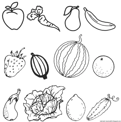 Раскраска фрукты овощи. фрукты выкройка, шаблон для вырезания из бумаги
