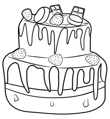 Простая раскраска торт с клубникой . для занятий с детьми. Simple coloring  cake with strawberries. | Color, Stock illustration, Illustration