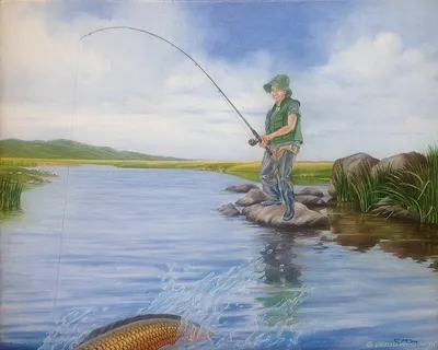 Рисунок рыбака с удочкой - 66 фото