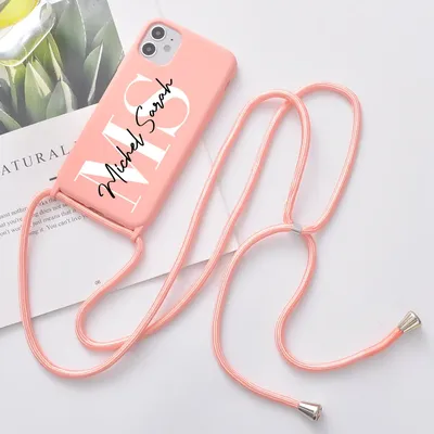 Чехол для телефона с именем на заказ и ремешком для iPhone 12 Pro Max 11 7  8 Plus X XR XS SE 2020 Mini Coque Girls, мягкий силиконовый чехол |  AliExpress