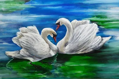 Картина \"Сердце между двумя лебедями\" | Интернет-магазин картин \"АртФактор\"