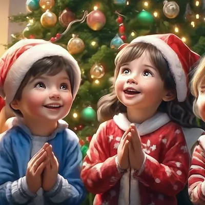 Поздравляю с Рождеством! Дети пришли…» — создано в Шедевруме