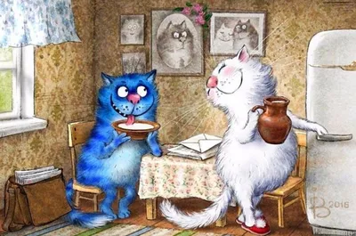Картина по номерам \"Любопытные синие коты\"