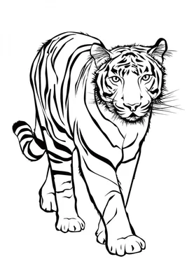 Beautiful coloring page with a large printable tiger | Лев эскиз,  Раскраски, Рисовать