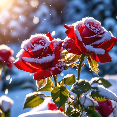 Багряные розы в снегу, снег …» — создано в Шедевруме