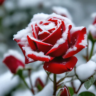 Красные розы запорошил снег» — создано в Шедевруме