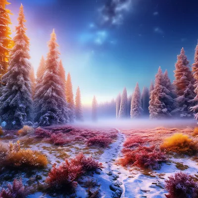 Времена года, зима Пейзаж, лес, зв…» — создано в Шедевруме