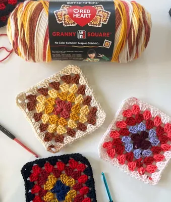 Red Heart Granny All In One Square - Revolutionary New Yarn! - Daisy Farm  Crafts