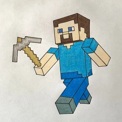 Стив из майнкрафт карандашом. Как нарисовать Стива. Рисуем Minecraft -  YouTube