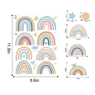 Купить 4 листа, милые наклейки на стены, сделай сам, радужные точки,  звезды, тема, наклейки на стену для детской комнаты для мальчиков, съемный  винил | Joom