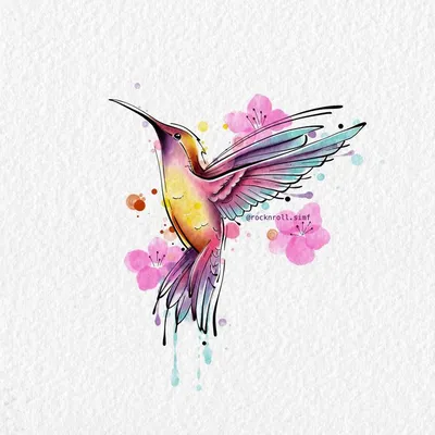 Watercolor Hummingbird Tattoo Design 2022