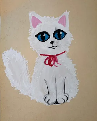 милый маленький кот. белый кот мультфильм для детей дизайн веб и футболки.  Иллюстрация вектора - иллюстрации насчитывающей сердце, характер: 224948316