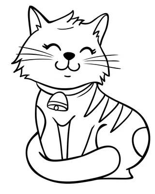 Кот с колокольчиком — раскраска для детей. Распечатать бесплатно.
