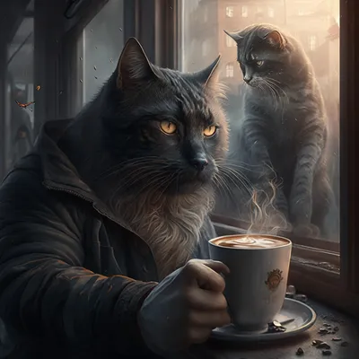 Кот, кофе, утро | Пикабу