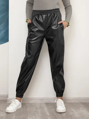 Серые кожаные брюки джоггеры 76465 за 267 грн: купить из коллекции Sweetie  - issaplus.com