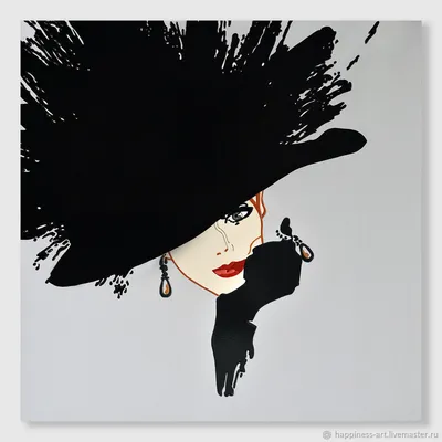 Красивые современные картины дамы в черных шляпах в стиле минимализм в  интернет-магазине Ярмарка Мастеров по цене 18000 ₽ – L4JUKBY | Картины,  Москва - доставка по России