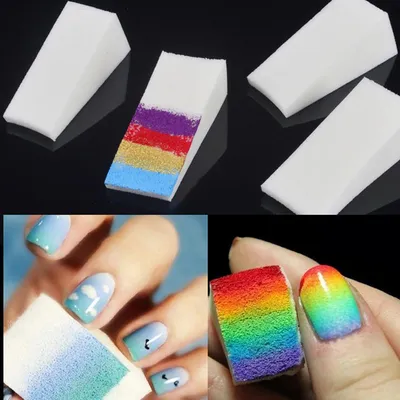 Купить [Ледяные] Мягкие губки с градиентом для ногтей для цветного маникюра  «сделай сам», креативный инструмент для дизайна ногтей | Joom