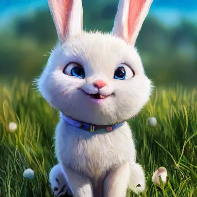 Милый кролик снежок из мультфильма …» — создано в Шедевруме