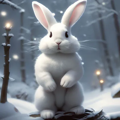 Новогодняя фигурка Гжель Кролик Снежок 9 см статуэтка из фарфора - Классика  фарфора