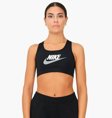 топ женский Nike Indy Women's Light Support Non Padded black/white.  TennisMaster | TennisMaster