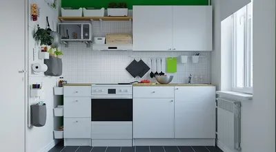 Кухонный гарнитур 'Белая кухня' х2.0м для маленькой кухни в стиле IKEA МОРИ  2 м (МП) ЛДСП купить за 25 810 руб. в Нижневартовске | m-m-mebel.ru