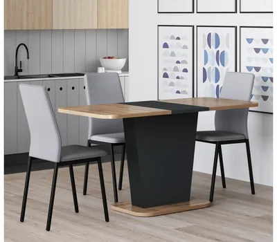 Мебель для кухни :: Кухонные столы :: Раздвижные кухонные столы :: Стол  кухонный раздвижной Марсель (Дуб Вотан/Графит)/110(145)х68.6х75.5см