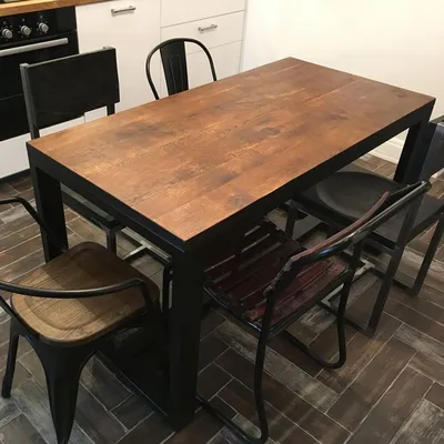 Обеденный стол Лофт из дуба | Купить кухонный стол из массива дерева