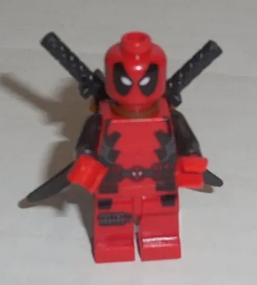 LEGO Deadpool Complete with Scabbard Swords Black Arms Red Hands Narrowed  Eyes | eBay