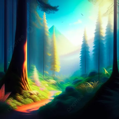 Лесной пейзаж на холсте - купить картины с лесом маслом | Print4you