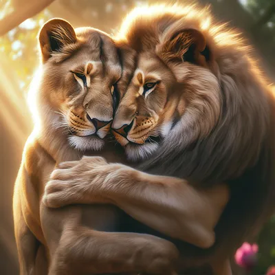 Лев и львица любовь картинки обои