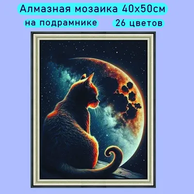 Картина «Лунный кот». Размер: 40x30 (см). Художник Симаков Владимир -  Купить онлайн с доставкой в онлайн-галерее Artcenter.by