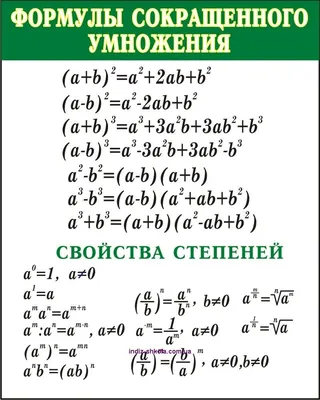 Картинки по запросу алгебра 7 класс формулы | Дискретная математика,  Математические выражения, Математика