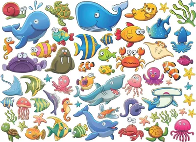 Морские животные рисунки - 69 фото