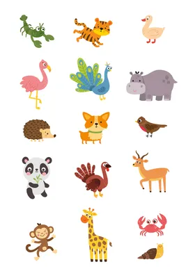 милые мультяшные животные на сером фоне Иллюстрация вектора - иллюстрации  насчитывающей мило, цыпленок: 264901478